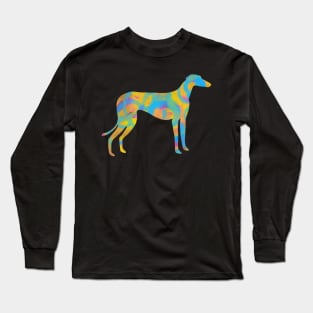 Yellow blue pink and green Greyhound dog Long Sleeve T-Shirt